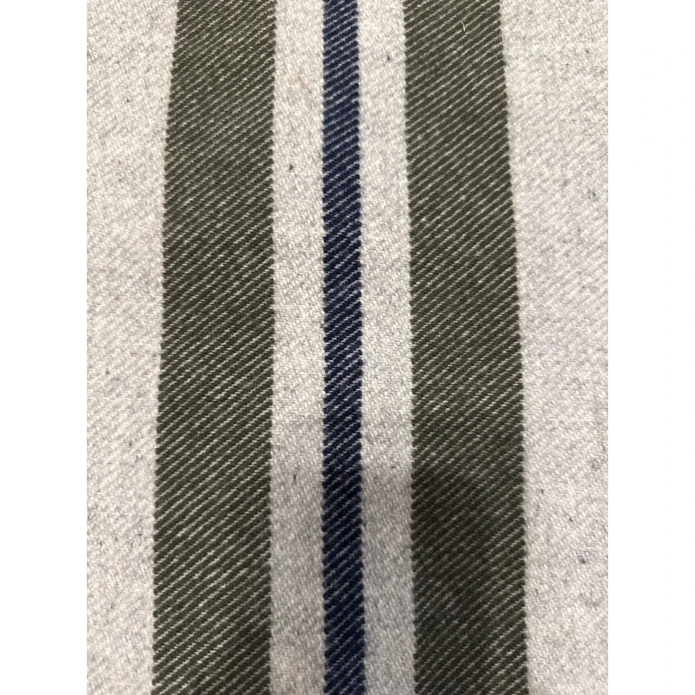 Faribault Woolen Mill Co 100% Virgin Wool Blanket Gray Striped Made in USA 76x51